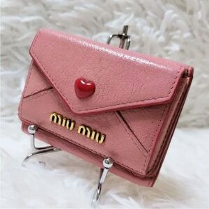 Miu Miu Blush Pink Leather Wallet with Heart Accent